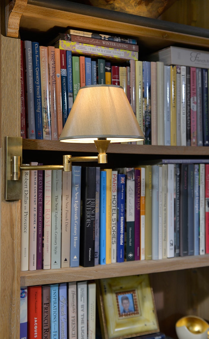 bookcase sconce in gold finish